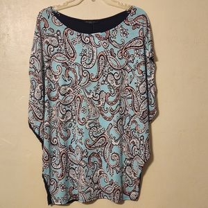 Acting Pro Boutique Women's Blue Paisley Print Sleeveless Top Nwot XL X Large